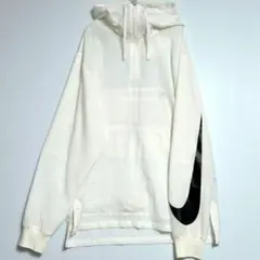 NIKE　ビッグスウッシュ アノラック 　ハーフジップ ナイロンパーカー　白