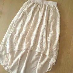 値下げ！　gu アシンメトリーレーススカート　ピンクベージュ