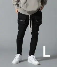 DANKE SCHON ブラック カーゴパンツ　スキニーパンツ ストレッチ Lのサムネイル