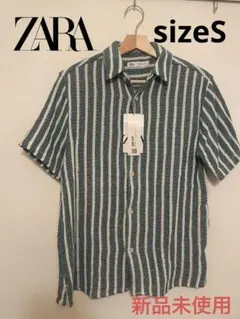 zara man 半袖シャツ　テクスチャーシャツ　sサイズ 新品未使用　グリーン