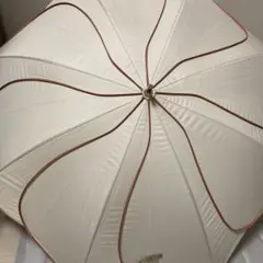 【美品】【遮光率100%生地使用】バイカラーパイピング 長傘 ホワイト 晴雨兼用