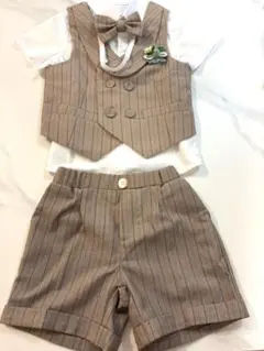 ベージュ ストライプ セレモニースーツ ~95cm