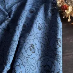 コットンシーチング表微起毛刺繍生地 ブルー系 刺繍有効幅140×40cm延長可