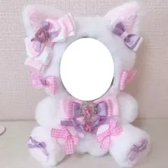 ハンドメイド おすわりぬい服 着ぐるみ ともぬい 16cm ピンク 紫 ねこ
