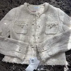 ホワイト ツイード ジャケット