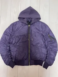 短丈　H&M フード付きフライトジャケット 紫 S