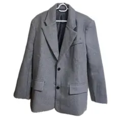 ウールテーラードコート ジャケット グレー 肩パット入り ハーフコート