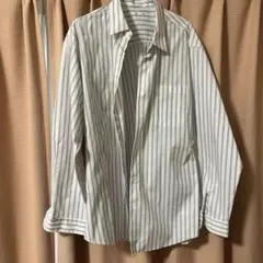 GU ブロードシャツ〔長袖］〔ストライプ］XL