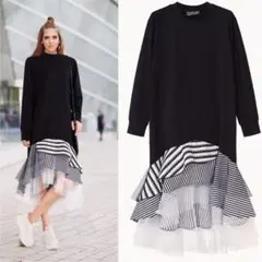 新品 ZARA リステア サカイ　ティアード ロングワンピース