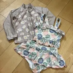 花柄ラッシュガードと水着セット 110