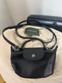 LONGCHAMP プリアージュポーチ　XS 黒　レザー