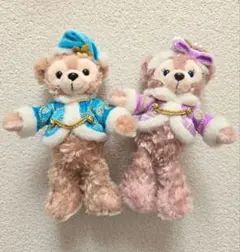 クリスマス ダッフィー シェリーメイ ぬいぐるみバッジ 2点セット