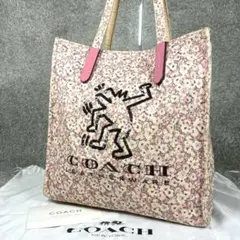 상태좋음 コーチ キースヘリング コラボ 花柄 マーケット トートバッグ 28653