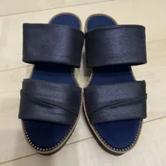 SALE‼️ほぼ新品❗️LANVIN ネイビー サンダル2本ストラップ箱付きのサムネイル