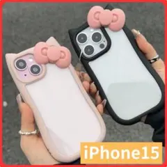 iPhone 15 スマホケース シリコン ケース カバー 猫 猫耳 キティ 風