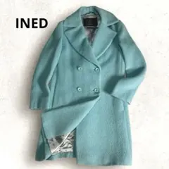 INED✨アルパカウールシャギーコート　ダブルブレスト　ミントグリーン　日本製M