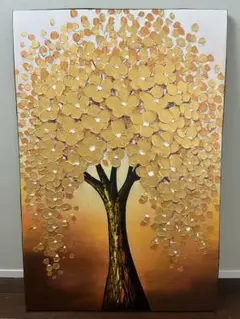 ◼︎絵画◼︎油絵◼︎送料込◼︎横60cm高さ90cm◼︎立体的な花びらの木の絵画◼︎未使用