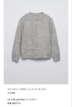 zara ラインストーンボタン ニット カーディガン