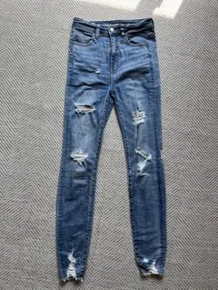 【アメリカンイーグル】ダメージ加工　スキニーデニム