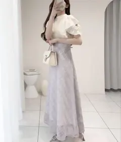 mily bilet ダブルフリル袖チェックレースドッキングワンピース