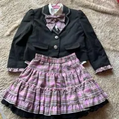 フォーマルスーツ 黒とピンク チェック柄　120 卒園入学式などに