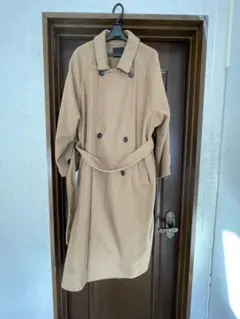 KBF ブラウン　 ダブルブレスト ロングコート