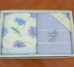 ✾KONTEX 花柄と無地のフェイスタオル2枚セット