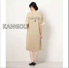 カンゴール　KANGOL　フェイクレイヤードワンピース　ベージュ　フレア　M