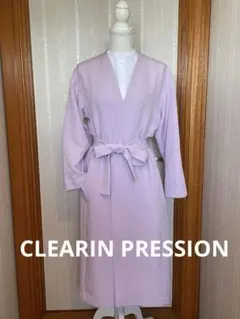CLEARIN PRESSION ラベンダー色ロングスプリングコート　ノーカラー