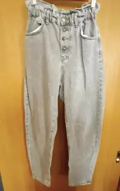 ZARA ザラ　グレー系　ハイウエスト　デニムパンツ ボタンフライEUR34