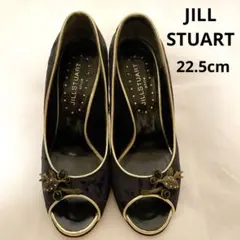 JILL STUART ネイビー オープントゥパンプス 22.5cm