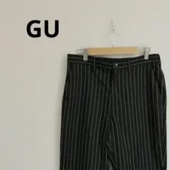 GU ジーユー ストライプ テーパードパンツ ブラック Sサイズ 美品