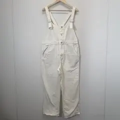 アイボリー ボタン付きオーバーオール