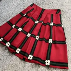 M'S GRACY エムズグレイシー 花柄 チェック フレアスカート