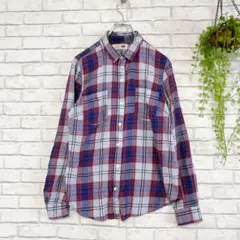 【OLD NAVY】ネルシャツ（S）チェックシャツ　ネイビー　カジュアル　古着