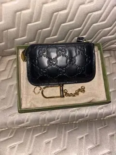 GUCCI グッチ　 ブラックレザー キーケース GGパターン　コインケース　壊