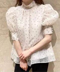 snidei スナイデル　ハーフスリーブオーガンジーブラウス