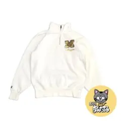 ジャンスポーツ 古着 スウェット ハーフジップ ホワイト Sのサムネイル
