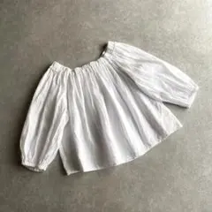 クロス＆クロス コットンリネン ギャザーブラウス ゆったり 