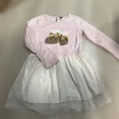 子ども用長袖Tシャツ　トップス　チュールスカートチュニック120サイズ