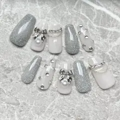 ネイルチップ No.8 ラメ ホワイト キラキラ 現品