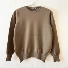 ☆【ダックス】ニット セーター 刺繍ロゴ 毛100％ クルーネック 無地 長袖M
