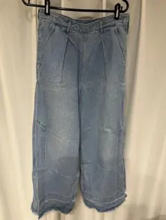 MURUAライトブルー ワイドパンツ サイドジッパー