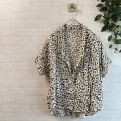 【TCollection】 花柄 総柄 オープンカラーシャツ 肩パッド入り