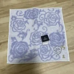ランバン 薄紫色 バラ模様 タオルハンカチ