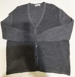 美品質！レディース　グレー Vネック ウール100%　ニット　カーディガン LL