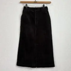 【グローバルワーク】コーデュロイストレッチスカート(Mサイズ ダークブラウン)