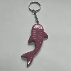 【木製】ジンベエザメ キーホルダー ハンドメイド ピンク ①⑥