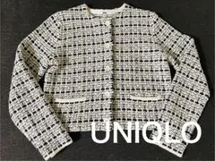 【新品未使用】【UNIQLO】 ノーカラーニットショートジャケット M 白