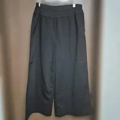 黒 ワイドパンツ ゴムウエスト